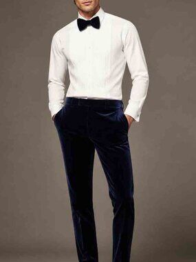 NEW ASOS Velour Velvet Formal Pants Blue Slim Fit ACTUAL Size 30 X 30